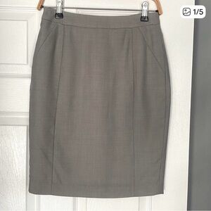 Reiss Stone Gray Pencil Skirt with Back Slit